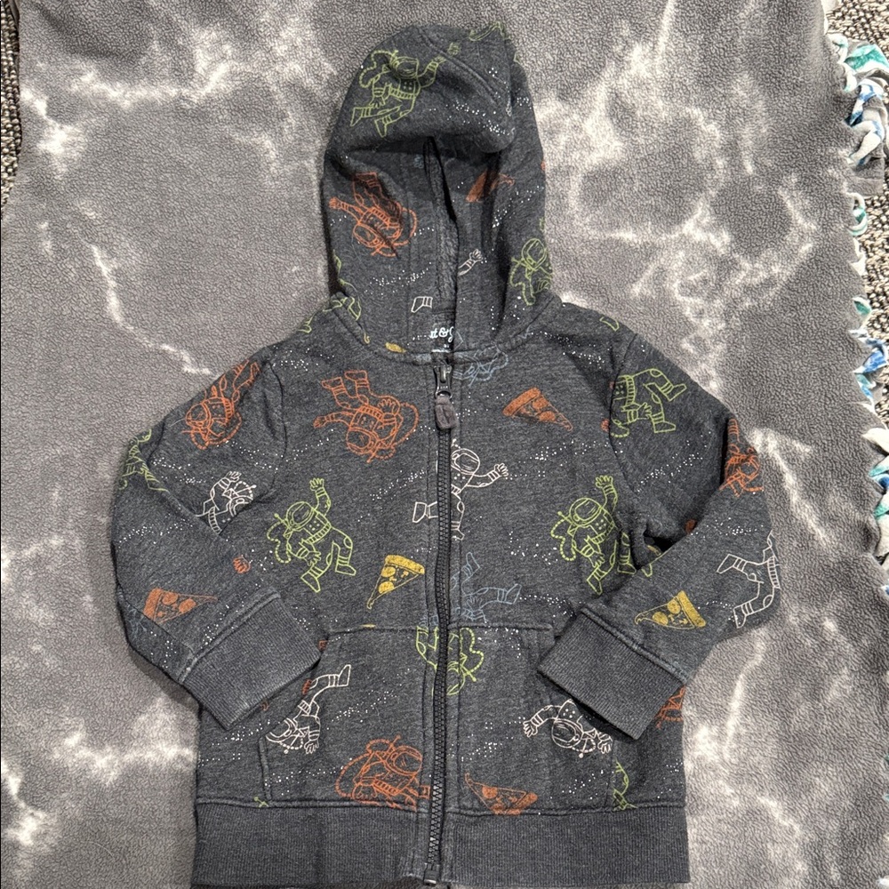 Cat & Jack Kids Hoodie - Dark Gray with Colorful Robot Design
